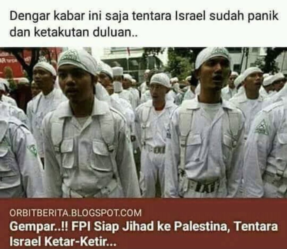 <a href="/TeddyGusnaidi/">Teddy Gusnaidi</a> Israel ketar-ketir, Kadrun sdh kirim pasukan terhebag neeh..! Istael lapor ke keamanan PBB