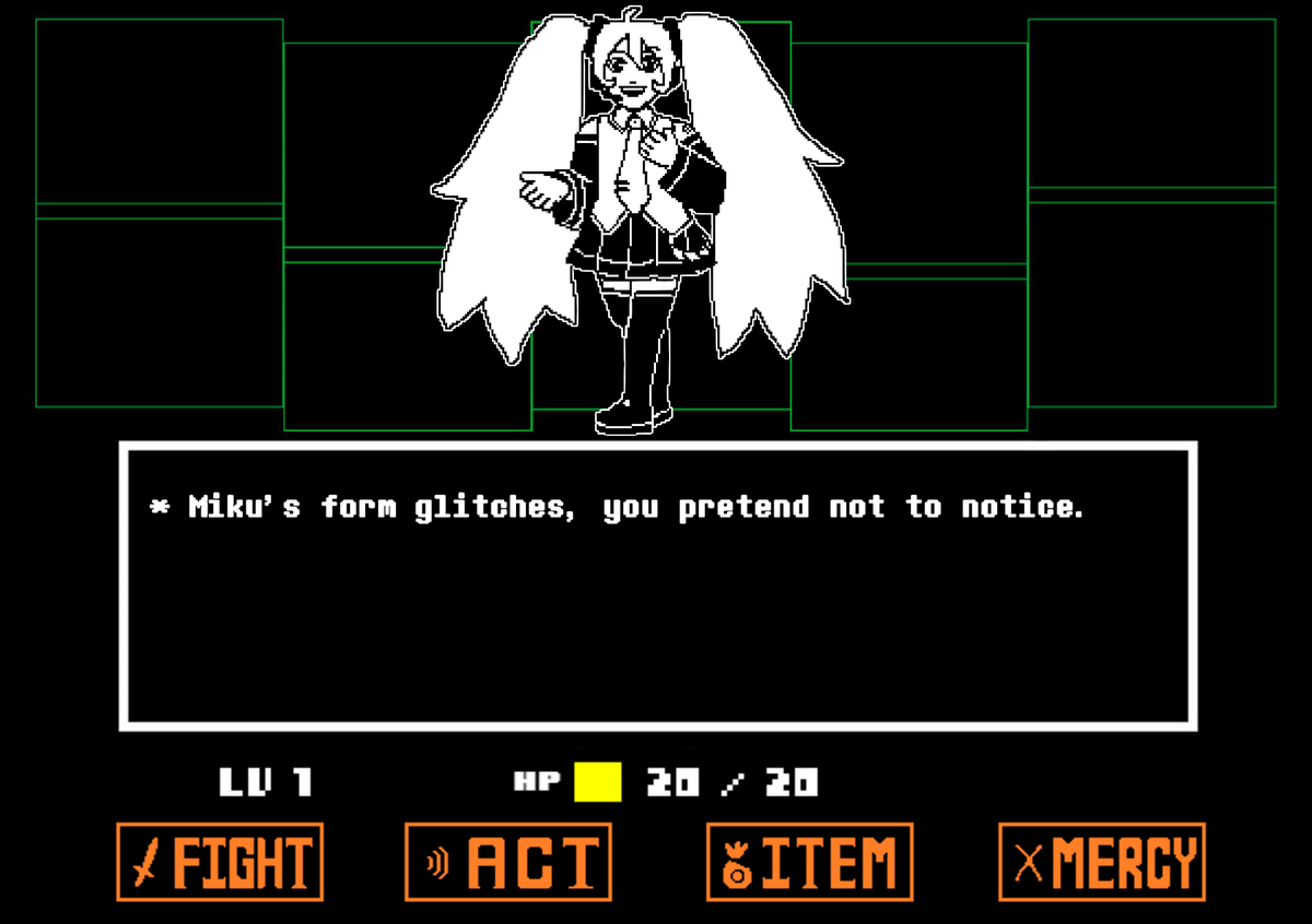 cryptidflavored's tweet photo. would you let her win the battle y/n? #undertale #Hatsunemiku https://t.co/yg7yvWvB6Z