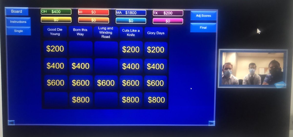 Mike Biersmith (@mbiersmith_md) on Twitter photo Opening day for #ACC21. Watching our bucks take on the rest of country in ACC jeopardy! Much more excited sessions to follow. Check it out!! <a href="/JSlivnickMD/">Jeremy Slivnick</a>
<a href="/meyeronfire5/">Alex Meyer, MD</a> <a href="/whmarshv/">Bo Marshall</a> <a href="/DrLaxmiMehta/">Dr. Laxmi Mehta</a> <a href="/OhioACC/">Ohio Chapter-ACC</a> <a href="/ljhassen/">Lauren Hassen, MD MPH</a> Opening day for #ACC21. Watching our bucks take on the rest of country in ACC jeopardy! Much more excited sessions to follow. Check it out!! <a href="/JSlivnickMD/">Jeremy Slivnick</a>
<a href="/meyeronfire5/">Alex Meyer, MD</a> <a href="/whmarshv/">Bo Marshall</a> <a href="/DrLaxmiMehta/">Dr. Laxmi Mehta</a> <a href="/OhioACC/">Ohio Chapter-ACC</a> <a href="/ljhassen/">Lauren Hassen, MD MPH</a> 