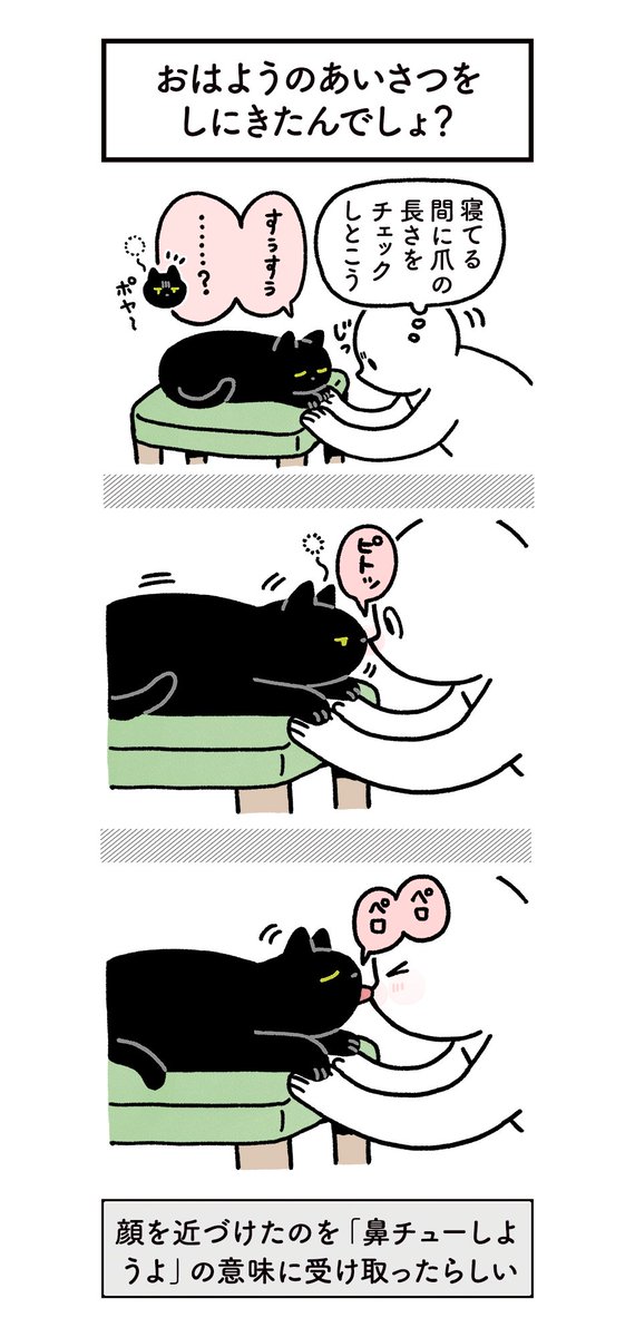 鼻チューでコミュニケーションするのがすきなねこの絵日記 #ろんの絵日記 