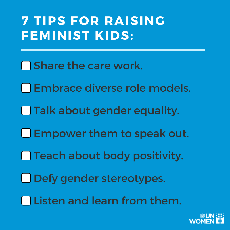 Skal aflevere Indirekte UN Women on Twitter: "Gender equality starts at home! On #DayofFamilies,  check out 7 tips for raising feminist kids: https://t.co/Au0FYEZka2  #GenerationEquality #ActForEqual https://t.co/NC8PnYtemR" / Twitter
