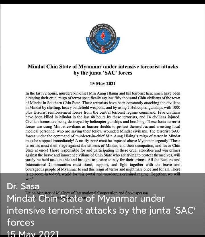 EmeraldMya31's tweet photo. Mindat Chin State of Myanmar under intensive terrorist attacks by the junta 'SAC' forces
15 May 2021 https://t.co/fbO06Iw8Qq