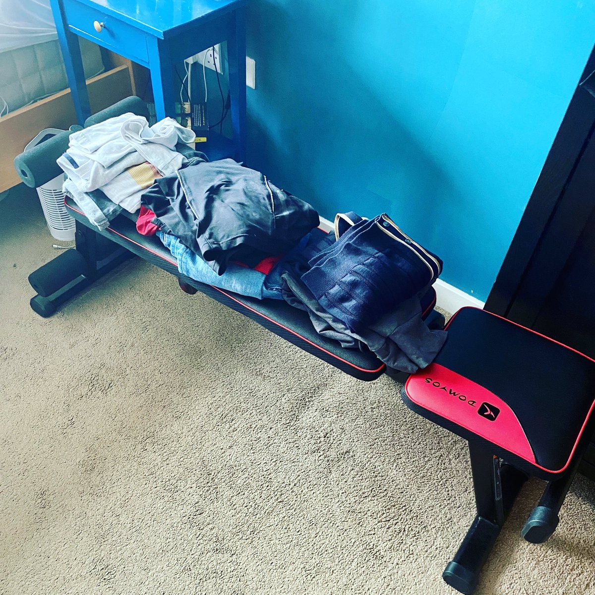 gearoidfarrelly's tweet photo. Bought a weight bench in March and honestly it has been an absolute game changer. Three months ago this stuff would have been on the floor #fitfam https://t.co/dIXrrXAGQQ