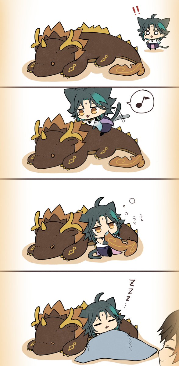 魈にゃんと帝君ぬいぐるみ🐱🐉 