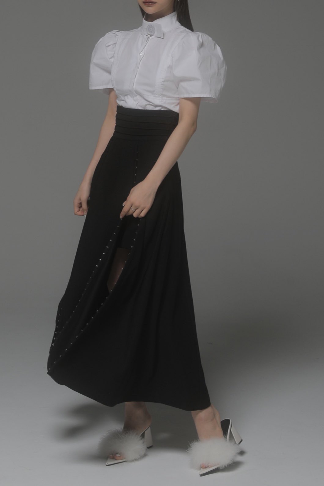 melt the lady / front hock flare skirt - ロングスカート