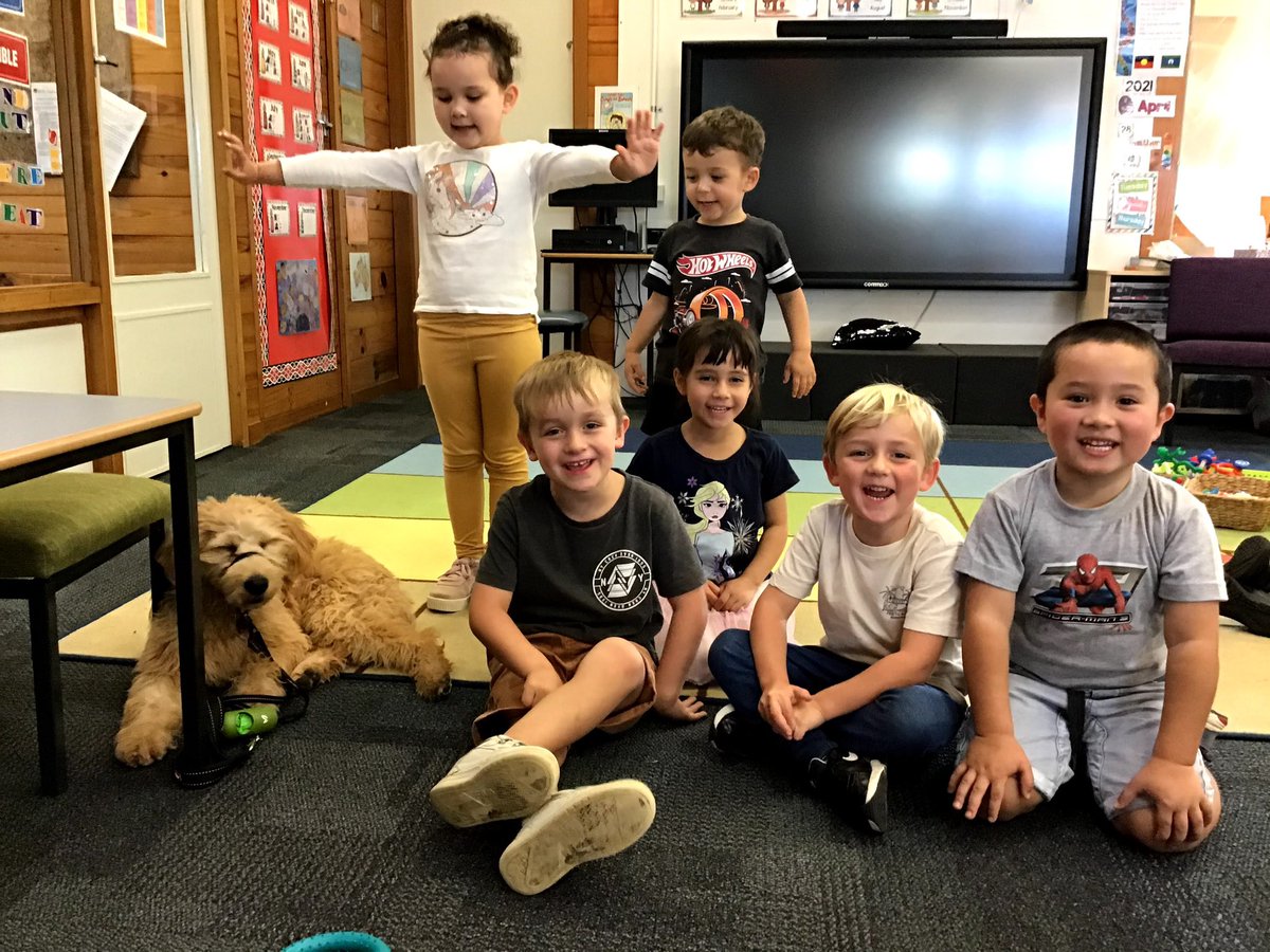Lady with her preschool friends. The chickens are still not so sure 🤷🏼‍♀️