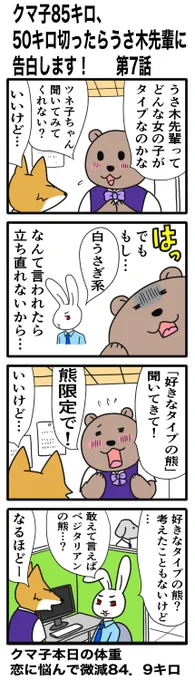 「好きな人(または彼氏)の好きなタイプ」、私はすごく気にするほうでした。あまりに自分とかけ離れてたら「なんだよ」って思うし。
#クマ子85キロ 