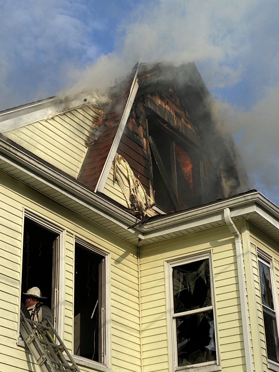 BostonFire's tweet photo. Heavy Fire had been knocked down at the 2nd alarm on Hazelton, major overhauling being done https://t.co/sEC2sljkuK