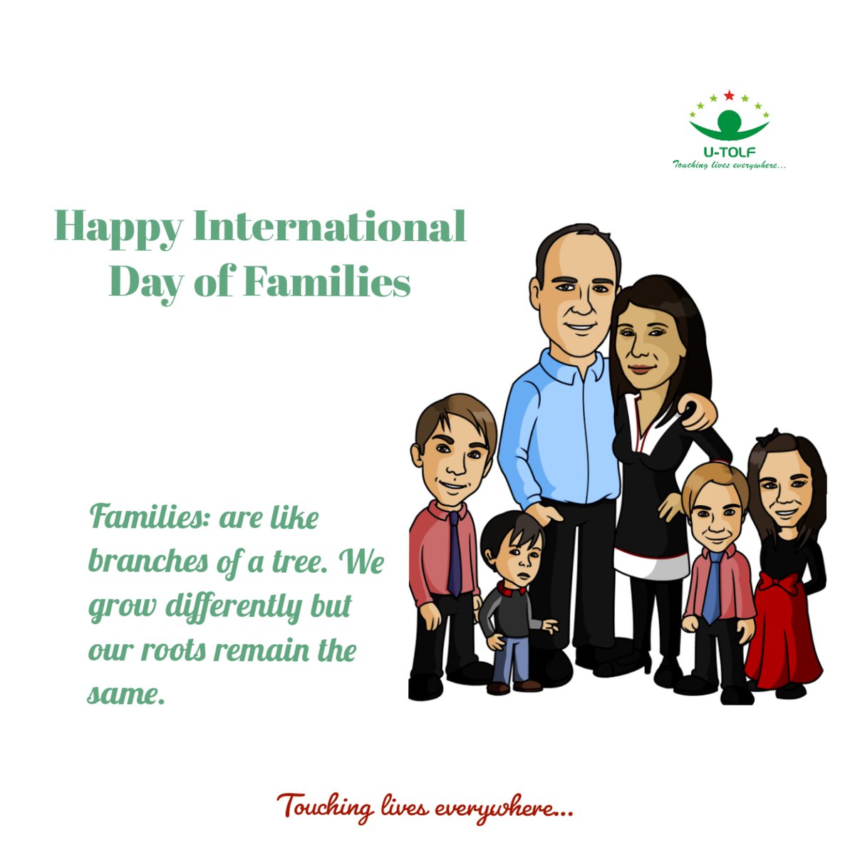 utolf's tweet photo. Wishing you a happy international families day from all of us at U-TOLF. #internationaldayoffamilies2021 #letlovelead #touchingliveseverywhere https://t.co/Wt43qRYcow