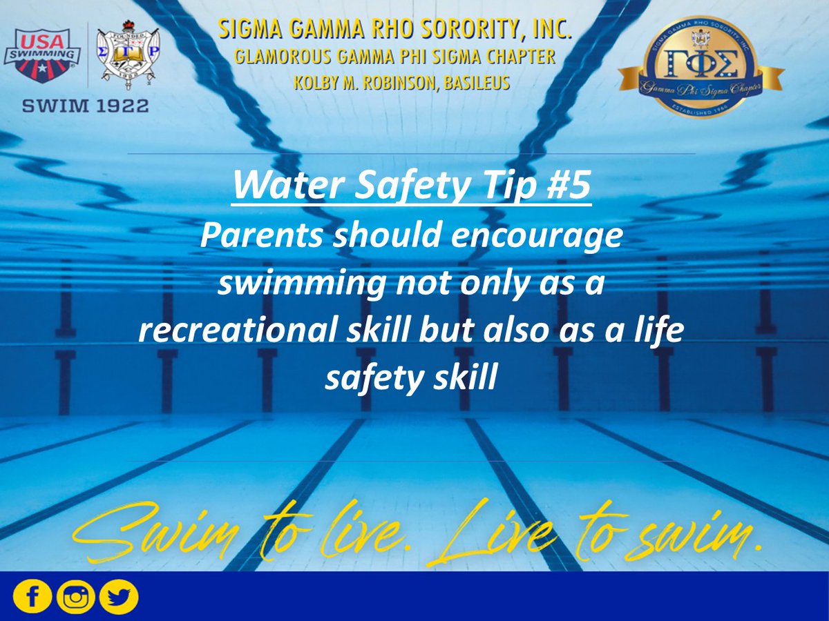 SGRhoGPS1922's tweet photo. In. 2021, Sigma Gamma Rho Sorority, Inc. marks our ten-year partnership with USA swimming by promoting water safety and the importance of learning how to swim. #WaterSafety #SwimToLive #LiveToSwim https://t.co/A4Ih4taudD