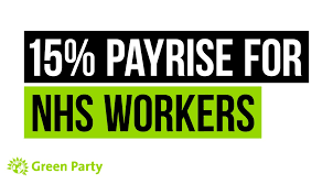 Solidarity with NHS workers demanding fair pay today! <a href="/TheGreenParty/">The Green Party</a> is currently the only main Party backing a 15% pay rise for NHS workers #NHSPay15