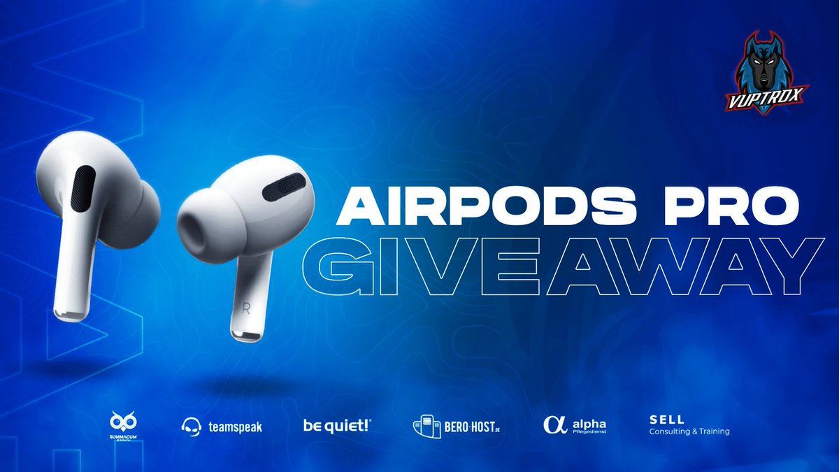 🔹ᴀɪʀᴘᴏᴅꜱ ᴘʀᴏ ɢɪᴠᴇᴀᴡᴀʏ🔹

How to enter:
- Folgt @Vuptrox  
- ❤️ und 🔁 diesen Tweet
- @ 2 Freunde

Verlost werden 1x Apple AirPods Pro im Wert von 279,00€.

Laufzeit: 30.06.2021
Teilnahmebedingungen: 🇩🇪/🇦🇹/🇨🇭

#VPXFAM #Giveaway