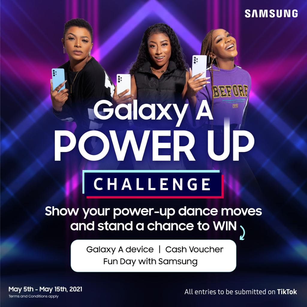 samsungmobileng's tweet photo. Last call to share your #PowerupChallenge moves today!!

Stand a chance to win a Galaxy Aseries device and other AWESOME prices!!

Ts and Cs Apply https://t.co/h8Bbze83C8
