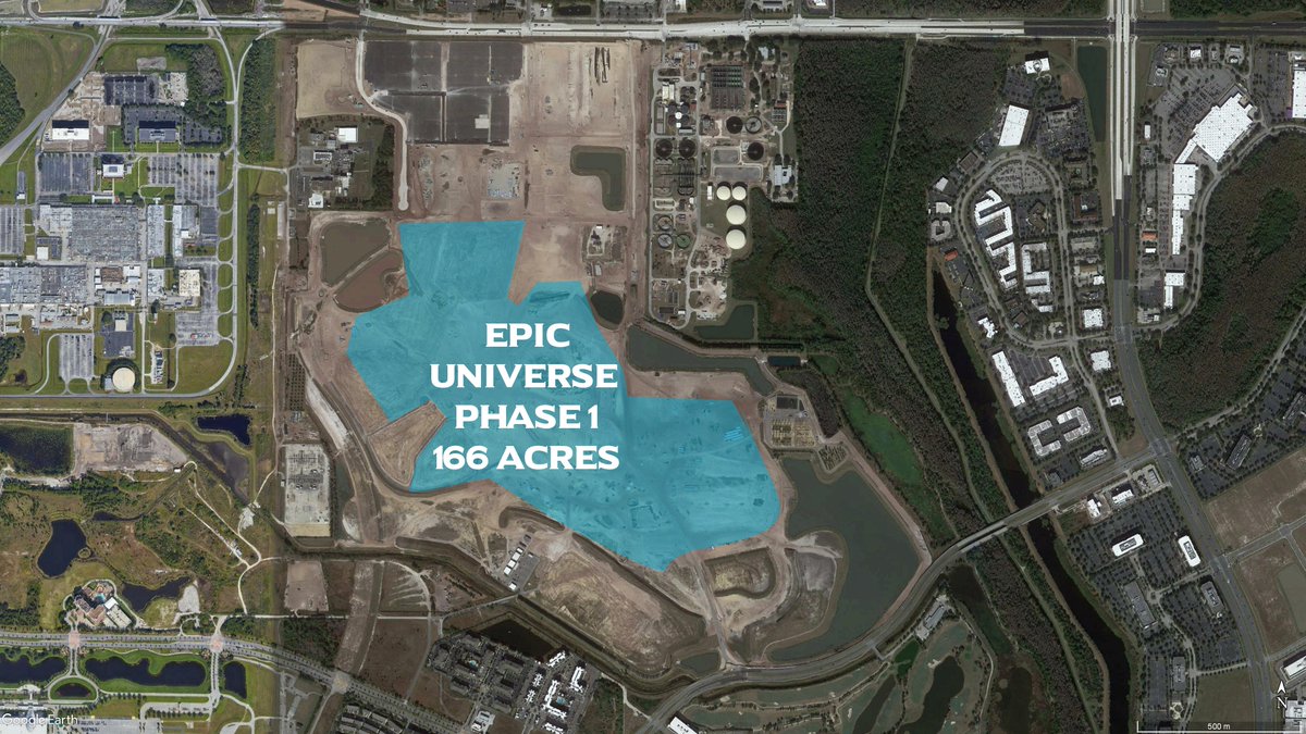  #EpicUniverse So now when you look at what Epic looks like in Phase 1 we get this kind of footprint. From Opening Day they create a park thats about the same size as IOA.