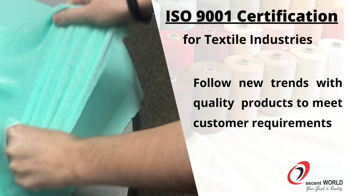 ascentworld's tweet photo. Textile industries are flexible industries. Follow the fashion with quality enhancement and customer satisfaction 
https://t.co/j6g73gxf9M

#ISO9001Certification #ISO9001Certificationfortextileindustries  #ISO9001CertificationQMS #QMS #QualityManagementSystem https://t.co/1MnLMyDC2f