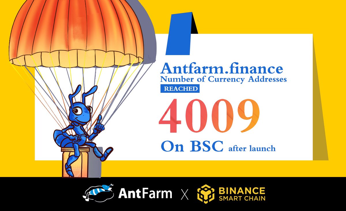 $ANT Address on <a href="/BSC/">🌙</a> has passed 4009 within just 2 hours!!! Thanks for the support from the community!!!

#BSC     #Binance     #Antfarm #DeFi  #Airdrop