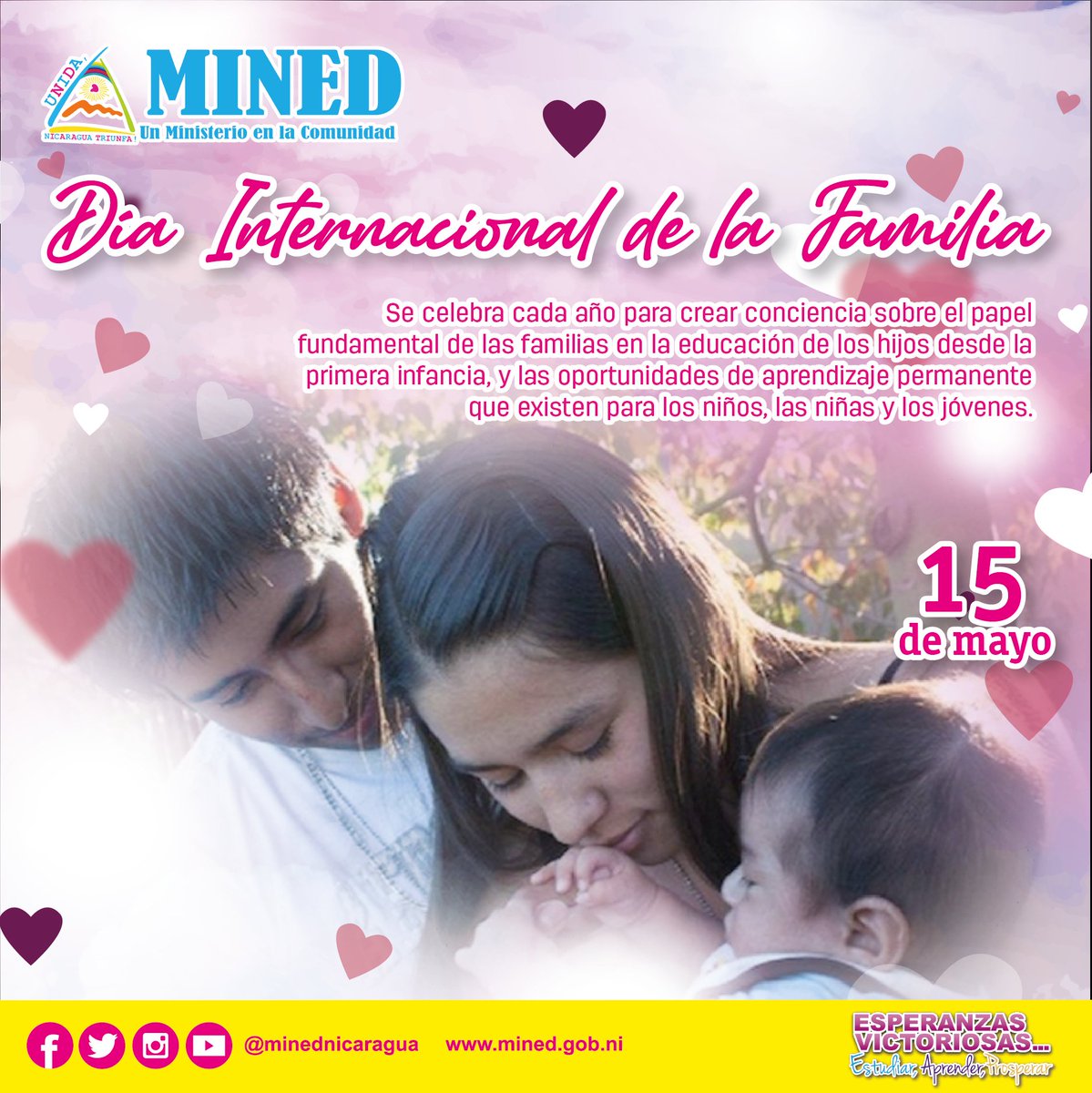 minednicaragua's tweet photo. 15 de mayo | Día Internacional de la Familia 👨‍👩‍👦

¡Las familias unidas construyen paz! https://t.co/VQ5Vnr5TjO