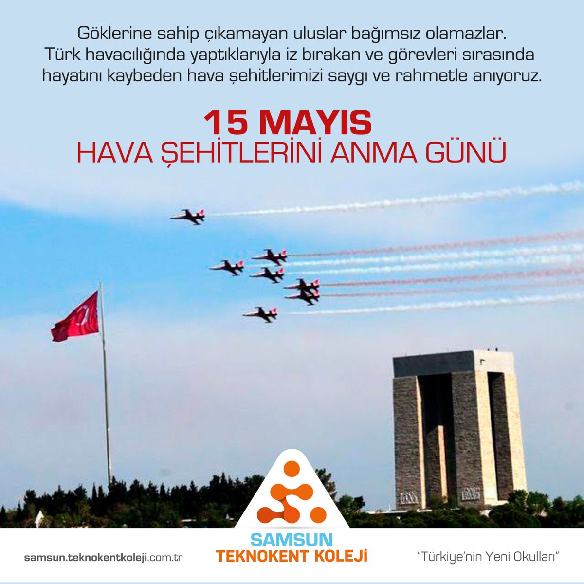 Göklerine sahip çıkamayan uluslar bağımsız olamazlar. Türk havacılığında yaptıklarıyla iz bırakan ve görevleri sırasında hayatını kaybeden hava şehitlerimizi saygı ve rahmetle anıyoruz. 🇹🇷🇹🇷🇹🇷🇹🇷