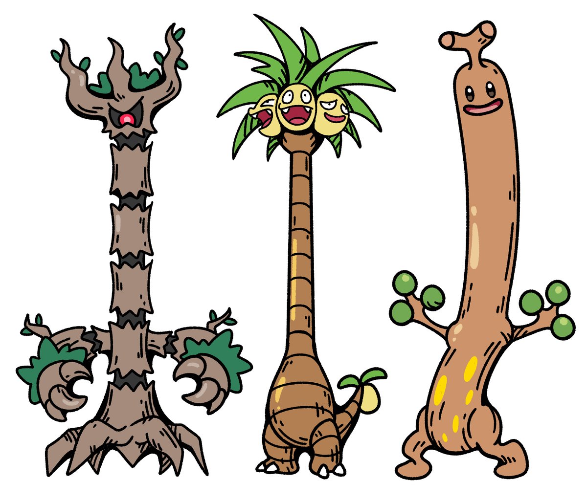 pokemon (creature) no humans open mouth white background simple background tree smile  illustration images