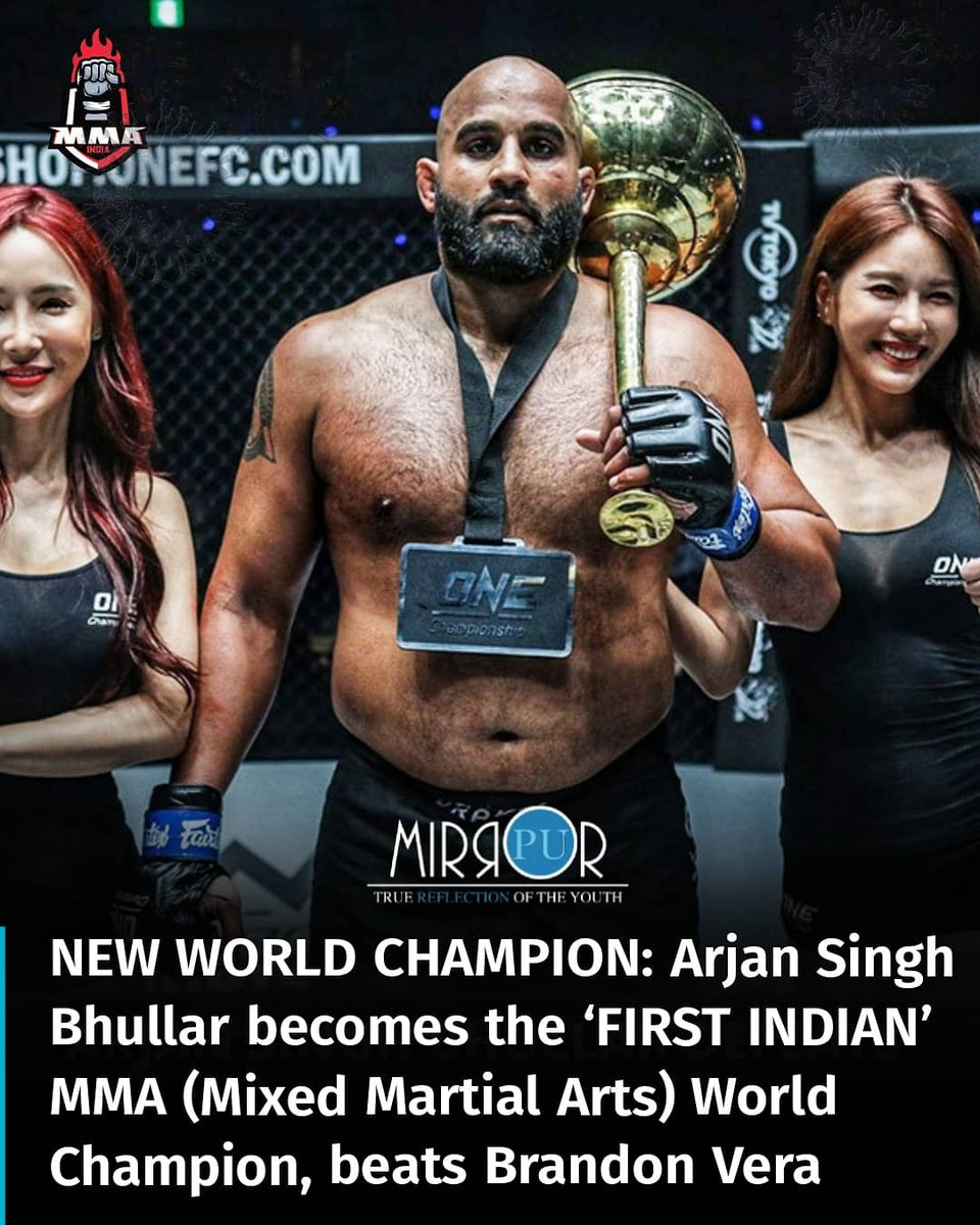 In a highly positive news, Arjan Singh Bhullar has become the FIRST INDIAN PUNJABI fighter to win the ONE heavyweight title as he takes on the champion, Brandon Vera in the main event of ONE: Dangal.

#mma #mmaindia #onechampionship #arjansinghbhullar #firstindian