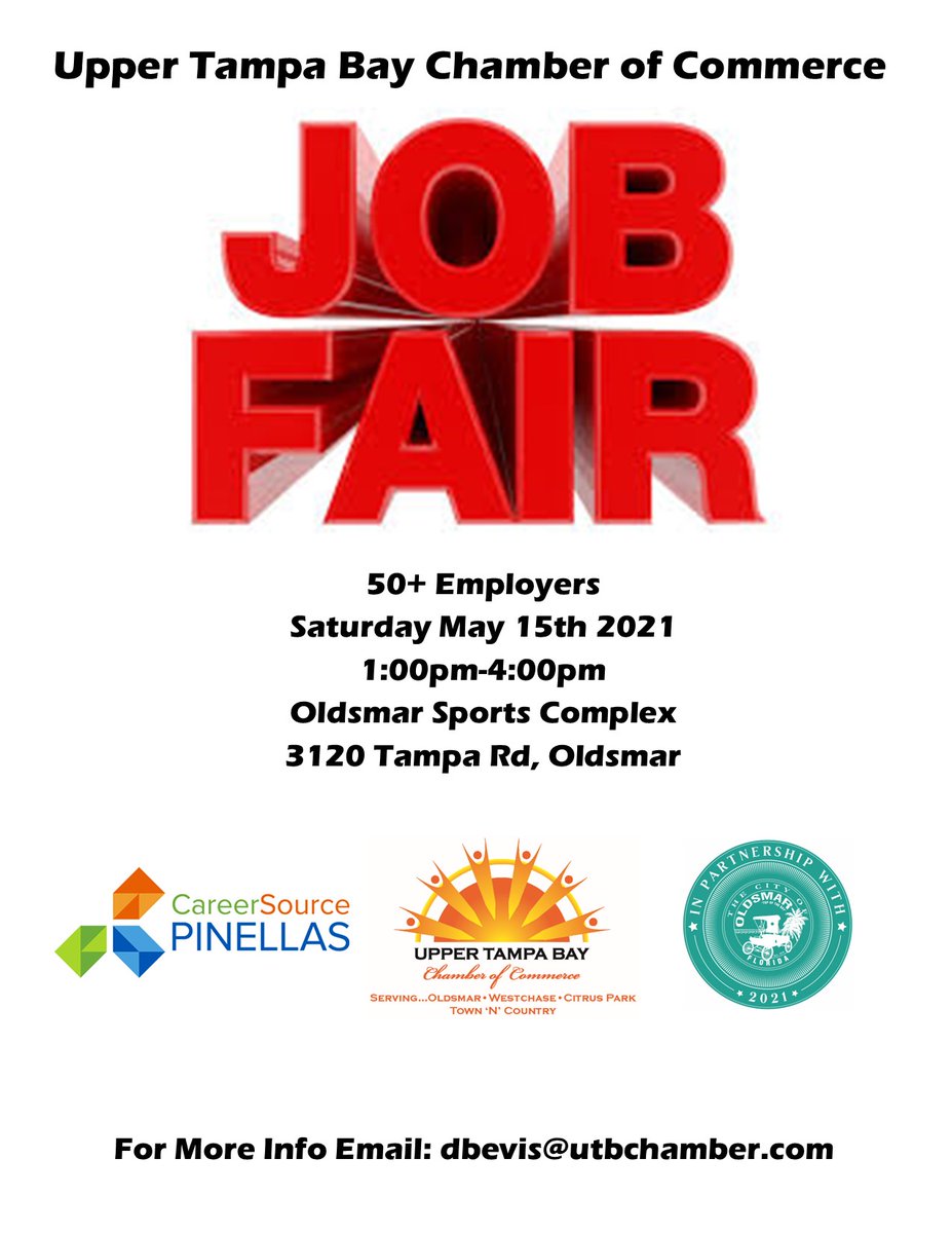 CMEFL's tweet photo. Come see us at the Upper Tampa Bay Chamber of Commerce Job Fair today from 1-4pm.

Love 3 day weekends, we do too!

We are #hiring talented professionals for engineering and supply chain roles and #internships: https://t.co/uAIthj8NJp

#jobs #recuiting https://t.co/fCOCZLwMmH