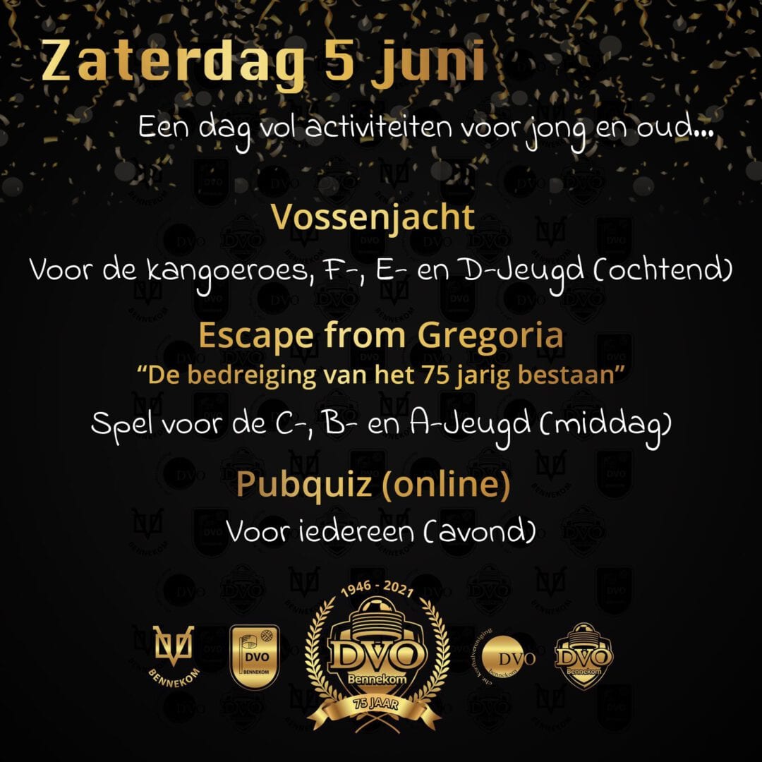 6 juni 2021 bestaat DVO 75 jaar. Dat moet natuurlijk gevierd worden! Helaas kan het momenteel niet groots, maar er zullen 5 juni verschillende activiteiten georganiseerd worden om er toch een feestelijke dag van te maken. Check dvo-korfbal.nl/nieuwsbericht/…