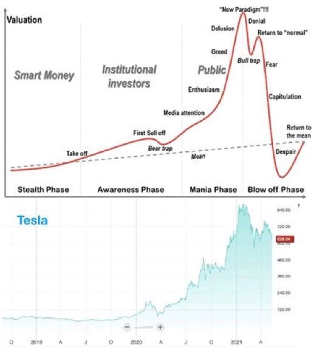 MichaelAArouet's tweet image. It was just a matter of time till somebody puts these two charts together 👇 $TSLA ht @short_bernardo