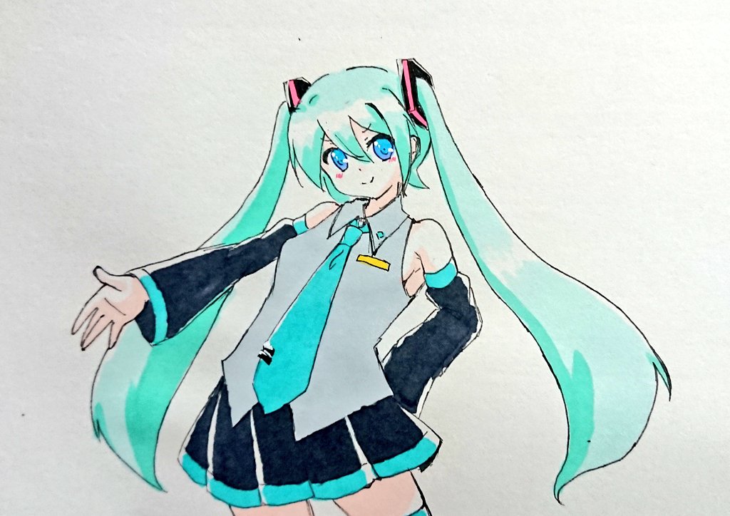 初音ミク 「(`・ω・')+ドヤァなミクさん 」|電瀬のイラスト