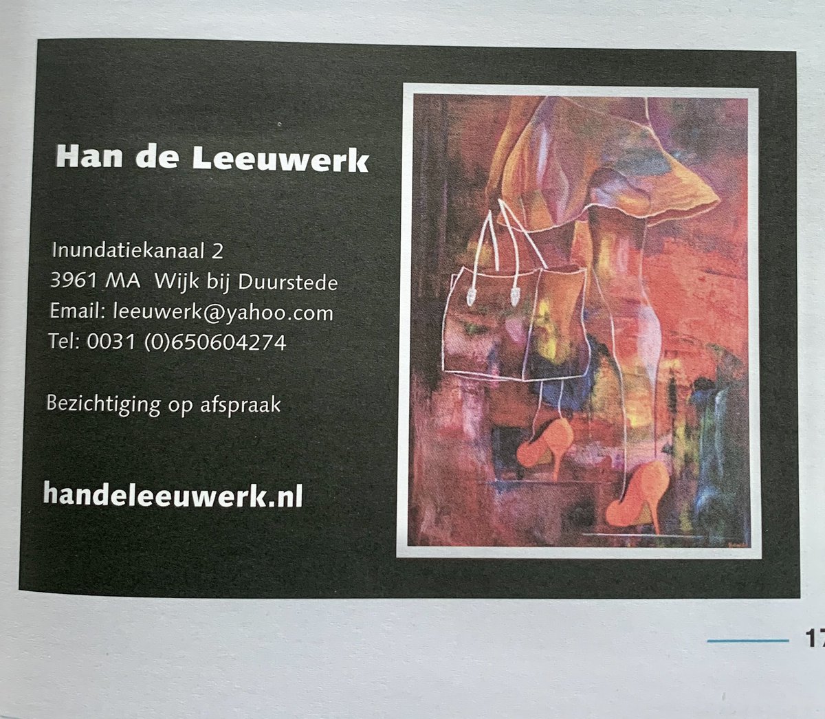 Even aandacht voor de nieuwste  <a href="/Kunst/">kunst</a> &amp; Cultuur krant Arte e Cultura! Ondermeer met Wes Janssen en natuurlijk de advertentie voor het Kunst-Event op het Hotel &amp; Conferentiecentrum Landgoed Zonheuvel in Doorn !!