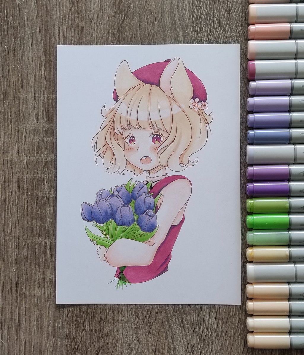 Lienwyn1's tweet photo. In first place I wanted to draw something with flowers and since it's tulip season those would be the once I want to draw. Turned out I had the same idea a year ago so it kinda turned also into a redraw haha.
Sakura is one of my beloved OC's.
#drawing #sketch #copic #Flowers https://t.co/z8TOGlSQCS