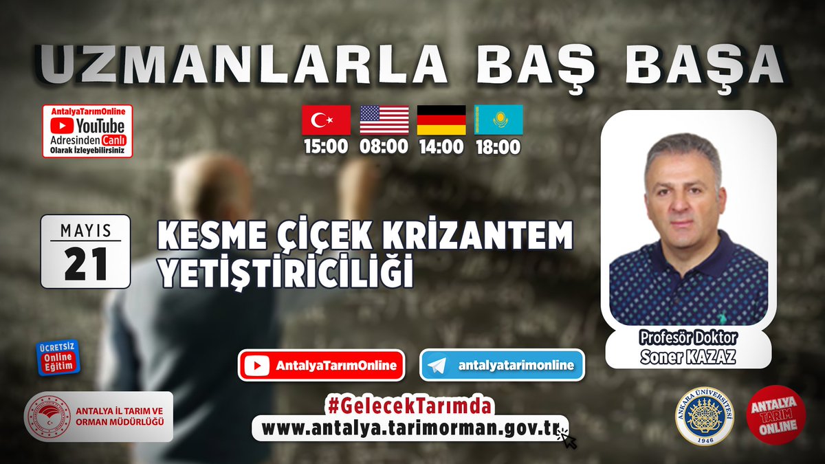 antalyailtarim's tweet photo. #UzmanlarlaBaşBaşa-18

#Youtube #AntalyaTarımOnline'da

#KesmeÇiçek #Krizantem #Yetiştiriciliği

@AnkaraUni #ZiraatFakültesi Öğretim Üyesi Prof.Dr. @sonerkazaz'dan

21 #Mayıs #Cuma 15:00

#GelecekTarımda
#TarımAntalyada

@gokhankaraca_ @ersinyazici1 @bekirpakdemirli @TCTarim https://t.co/qYy2dVjgv7