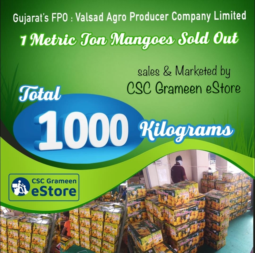 rajakishore_j's tweet photo. Csc FPO from Valsad Gujarat sold 1000 Kg Mangoes in span of just 4 days.Soon it will start delivery in others states as per lockdown status.
Sales and Marketed by CSC Grameen eStore. Congratulations ⁦@dintya15⁩ ⁦@CSCegov_⁩ ⁦@CSCGujarat⁩ ⁦@CSCegov_⁩ ⁦ https://t.co/KmueFDmOCg