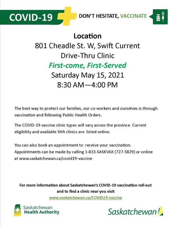 #StickItToCOVID Beautiful day to come see the smiling faces at the <a href="/City_SC/">Swift Current</a> drive thru. #doyourpart