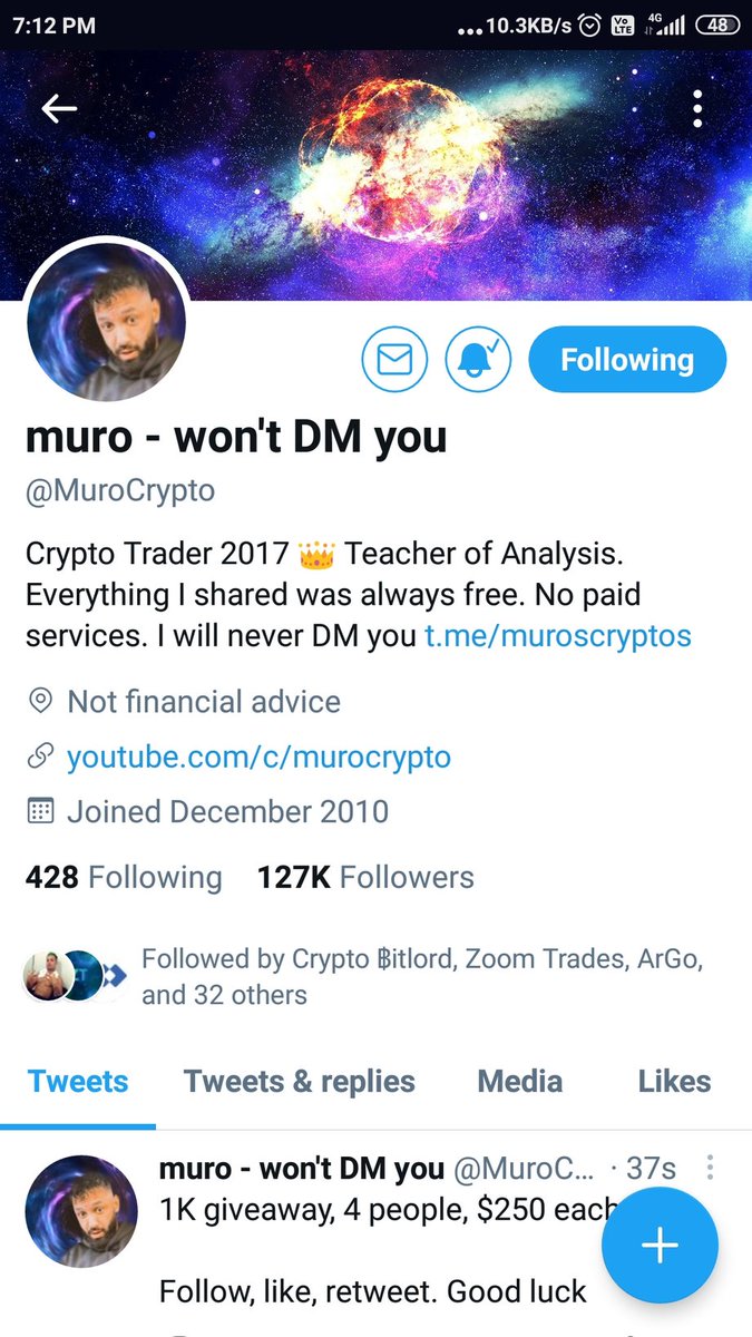crypto_lusty's tweet photo. @MuroCrypto I have never got any airdrop nor any giveaway .. i have lost trust in all this but since i believe in u and ur calls ..i will take part in every giveaway by u 😊 https://t.co/OZdGEJVMQC