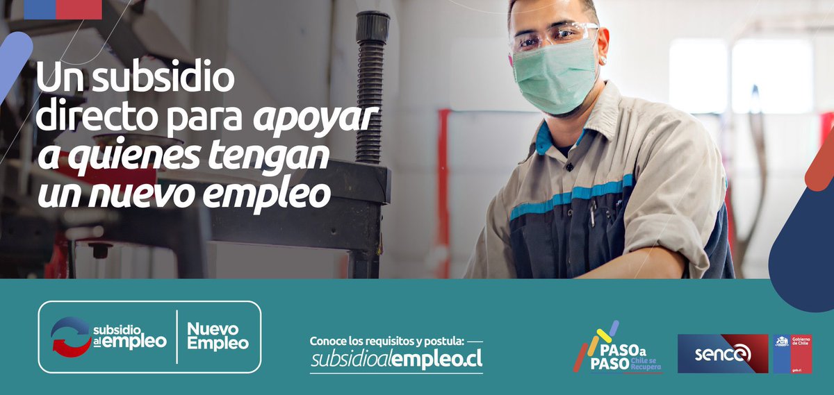 #SubsidioAlNuevoEmpleo! Este beneficio está dirigido a trabajadores y trabajadoras con un nuevo contrato laboral (desde 01 de abril en adelante), y otorga entre $50 mil y $70 mil por hasta 6 meses. Requisitos y postulaciones en 👉 subsidioalempleo.cl