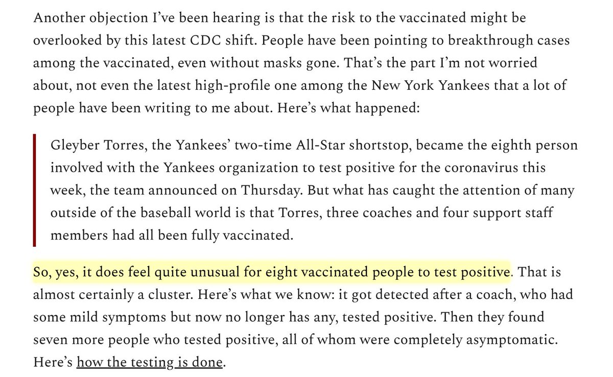 Why I'm not concerned about the Yankees' Cluster (and how breakthrough cases are both inevitable but not the same as cases among the unvaccinated). theinsight.org/p/why-the-vacc…