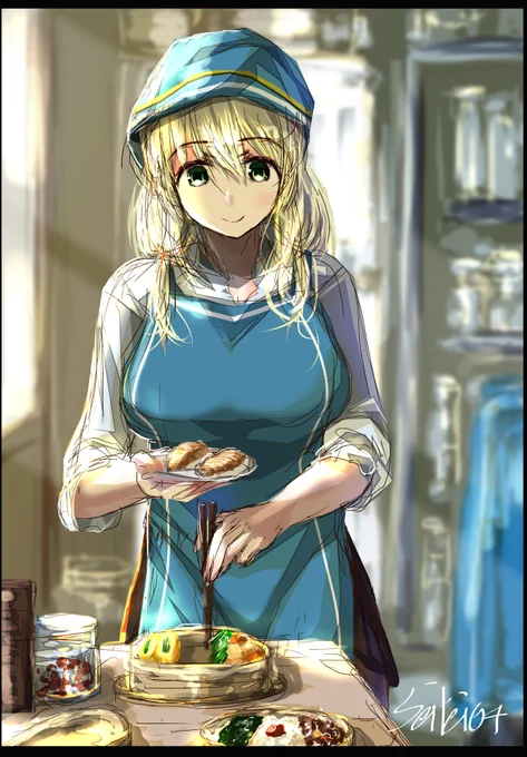 今日は愛宕ねぇさんにお弁当作ってもらった。
#艦これ版深夜の真剣お絵描き60分一本勝負 
#艦これ版真剣お絵描き60分一本勝負_20210515 