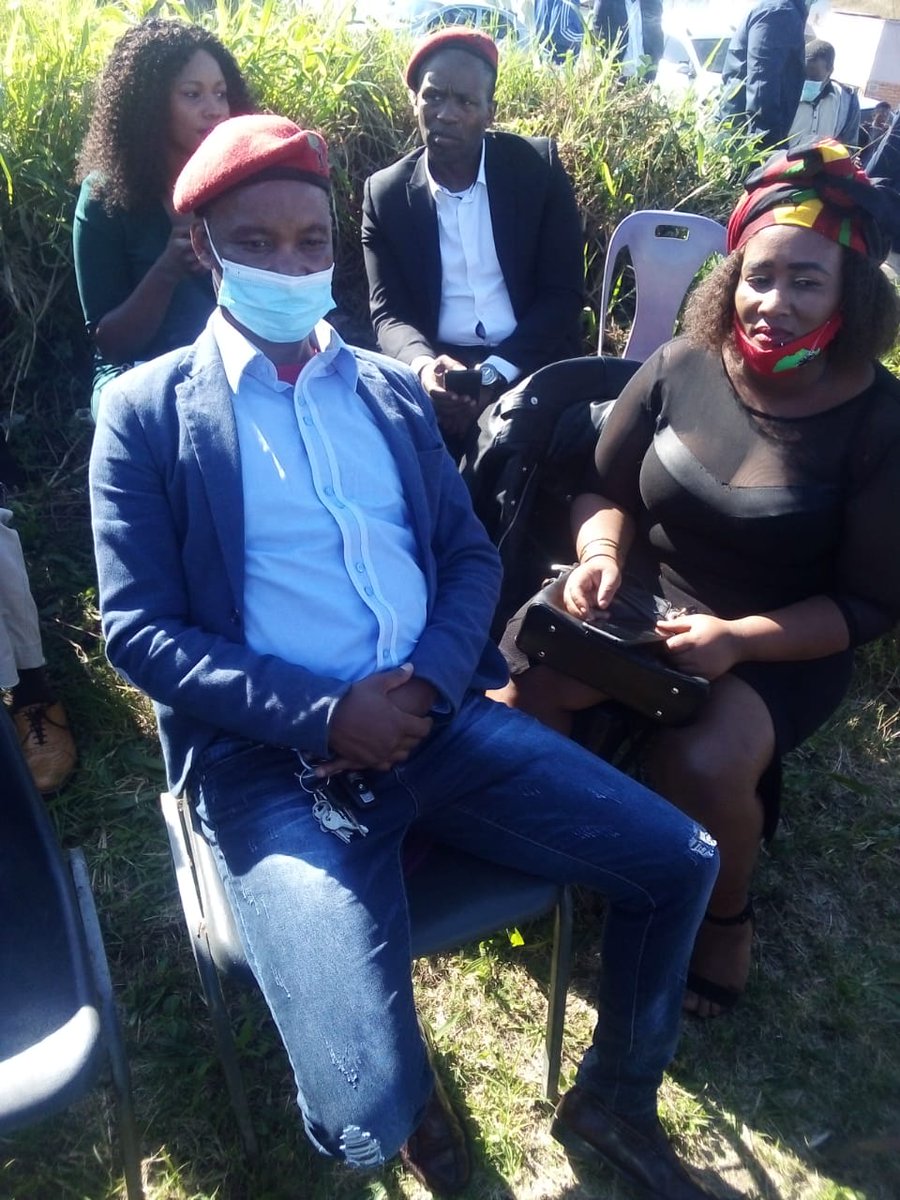BcmEFF's tweet photo. Regional secretary led by branch leaders paying their last respect and supporting the late Funiwe Nandi Nkebe's family.

Nandi is the lady that passed away on the 2nd May 2021  after she was forced to report for duty by a Las Vegas Spur manager, even after calling in sick. https://t.co/29fYAOfbAI