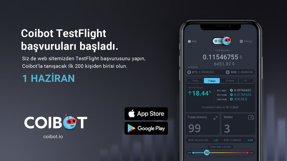coibot_io's tweet photo. Coibot lansman öncesinde BETA sürümüyle TestFlight sürecine giriyor. Eğer siz de kripto ticaretini seviyor ve bir aplikasyon yardımı ile rahat etmek istiyorsanız https://t.co/ijae1GEe1o adresinden testflight formunu doldurun, bu heyecana ortak olun. https://t.co/SEsNXfjcz8