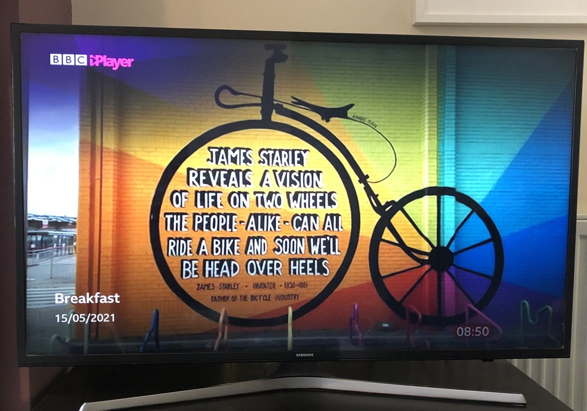 JuliaSnowdin's tweet photo. It’s @Coventry2021 launch day and #angrydan and I made it onto the telly box on @BBCBreakfast! #outdoorart #publicart #cityofculture2021 https://t.co/9L0q0Ry2Hp
