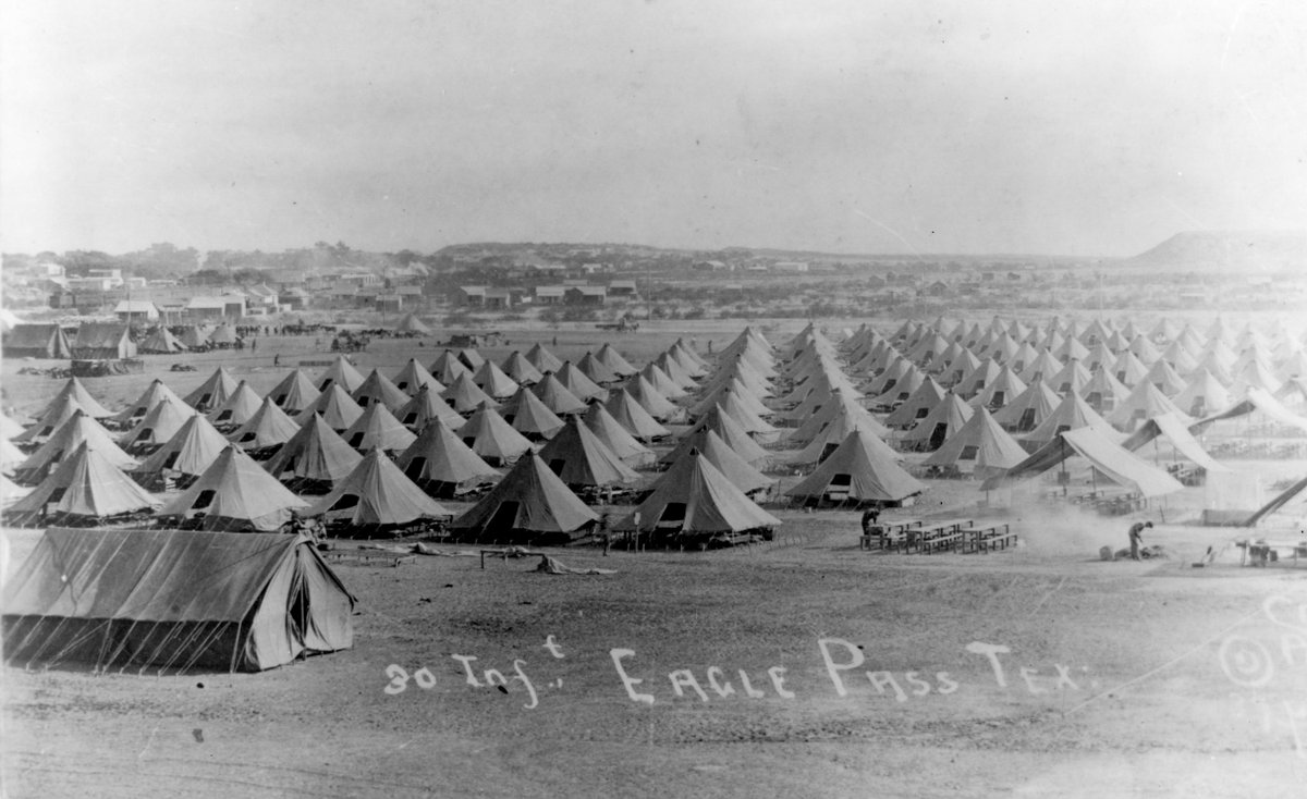 #OTD 1916, 1st &amp; 3d BNs of Old Guard arrived in Eagle Pass, TX. After 3 yrs in NY 3d Inf Regt was ordered to border. War in Europe &amp; spurred on by attack on Columbus, NM, by Pancho Villa led to US action Gen Pershing known as "Punitive Expedition."

bit.ly/3uQF0ix