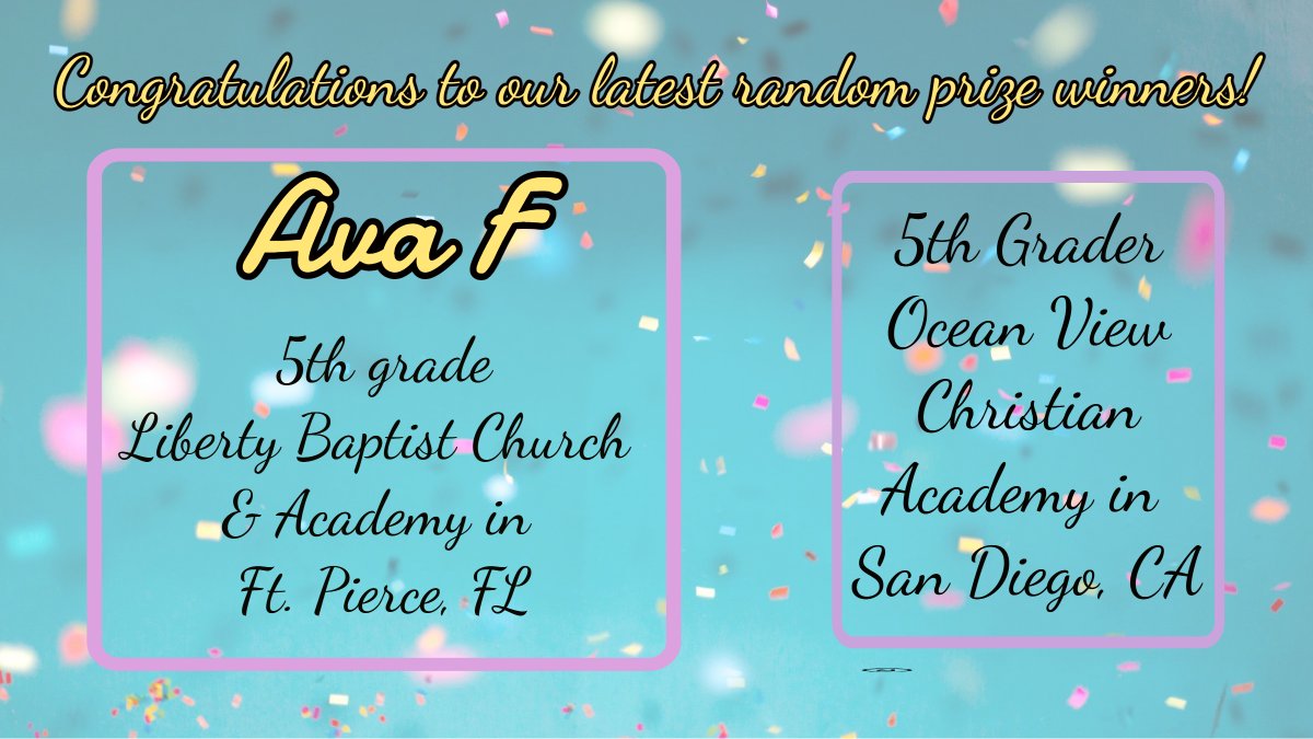 We have our last 2 random drawing winners to announce! Both are 5th graders and their prizes will be on the way next week. (They won cool light-up pens, wristbands and stickers.)
CONGRATULATIONS!!! #cursiveiscool #handwritingmatters @ahafpr