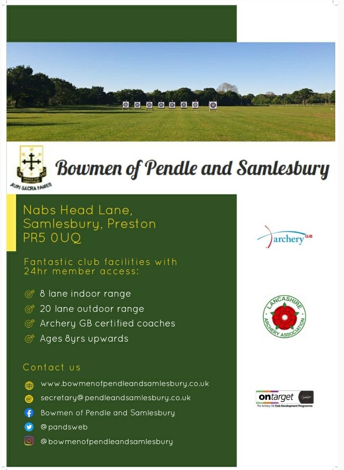 New club poster created and ready to be put up at local archery retailer @ArcheryWorldUK. Why not get in touch and see how we can help you on your archery journey!
#archery #archeryfun #lovearchery #archerygb #indoorarchery #outdoorarchery #preston #samlesbury #pendle