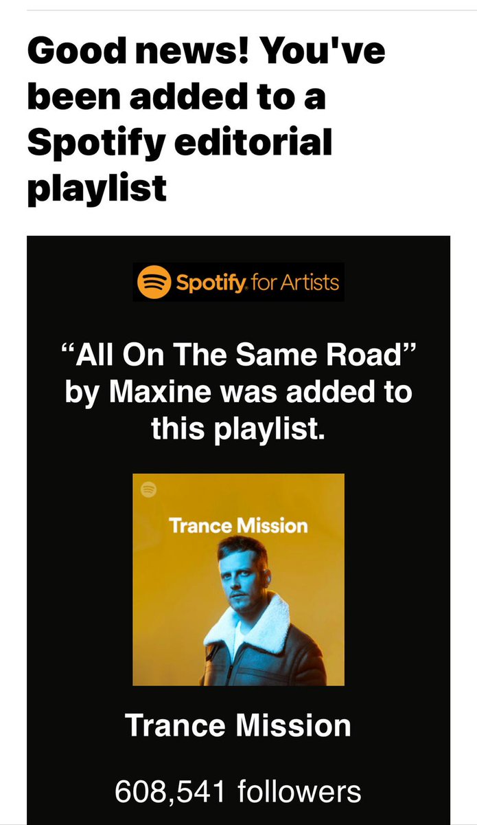 📢 Feeling grateful 🙏 Thank you <a href="/spotify/">Spotify</a> <a href="/SpotifyNL/">Spotify NL</a> <a href="/austinkramer/">Austin Kramer</a> <a href="/spotifyartists/">Spotify for Artists</a> for the 'Trance Mission' add 🙌💖 We are All On The Same Road