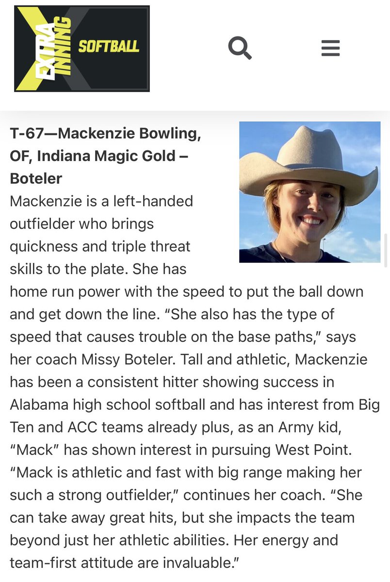 Catching up on the 2023 <a href="/ExtraInningSB/">EXTRA INNING SOFTBALL</a> rankings and excited to post our <a href="/IMG04Boteler/">Indiana Magic Gold 04-Boteler</a> girls! First up, coming in at #67, our Alabama girl Mackenzie “Mack” Bowling! #IMGSoftball