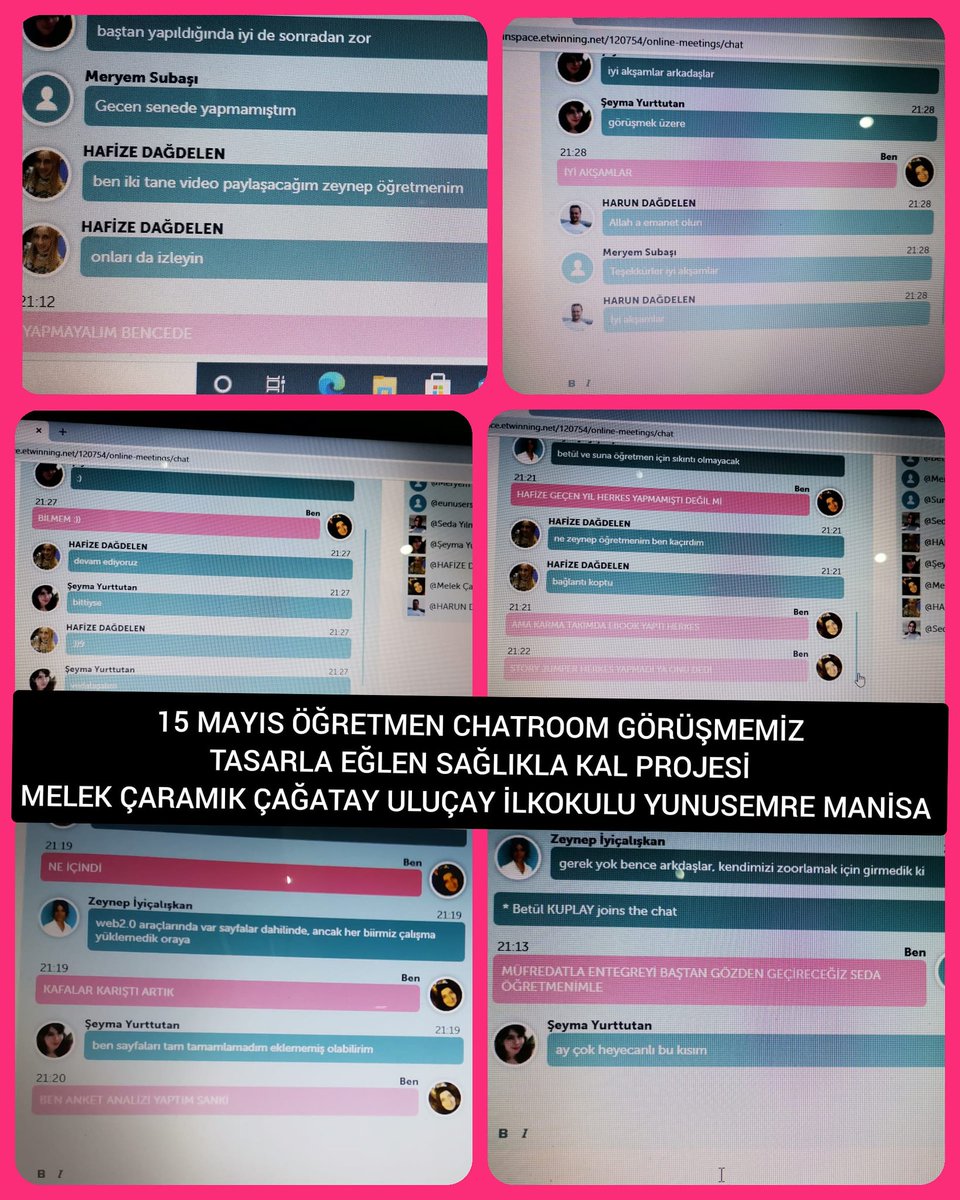 MAYIS AYI ÖĞRETMEN CHATROOM GÖRÜŞMEMİZ. Melek ÇARAMIK ÇAĞATAY ULUÇAY İLKOKULU PAPATYALAR SINIFI YUNUSEMRE MANİSA