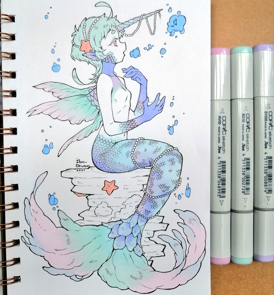 Algo que olvidé subir aquí YvY
 Un pequeño aporte para el #mermay2021
 Mi versión sirena de mi oc Coralis 