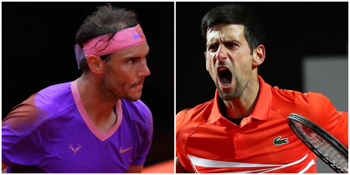 🤗Ce sera donc le 57ème duel entre <a href="/RafaelNadal/">Rafa Nadal</a> et <a href="/DjokerNole/">Novak Djokovic</a> qui mène 29 à 27, le 29ème en finale (16-12 Djoko), le 25ème sur terre (17-7 Rafa), le 9ème à Rome (5-3 Rafa), le vainqueur de 2019 contre le tenant du titre, la revanche de la finale de <a href="/rolandgarros/">Roland-Garros</a>. Monumental🤩