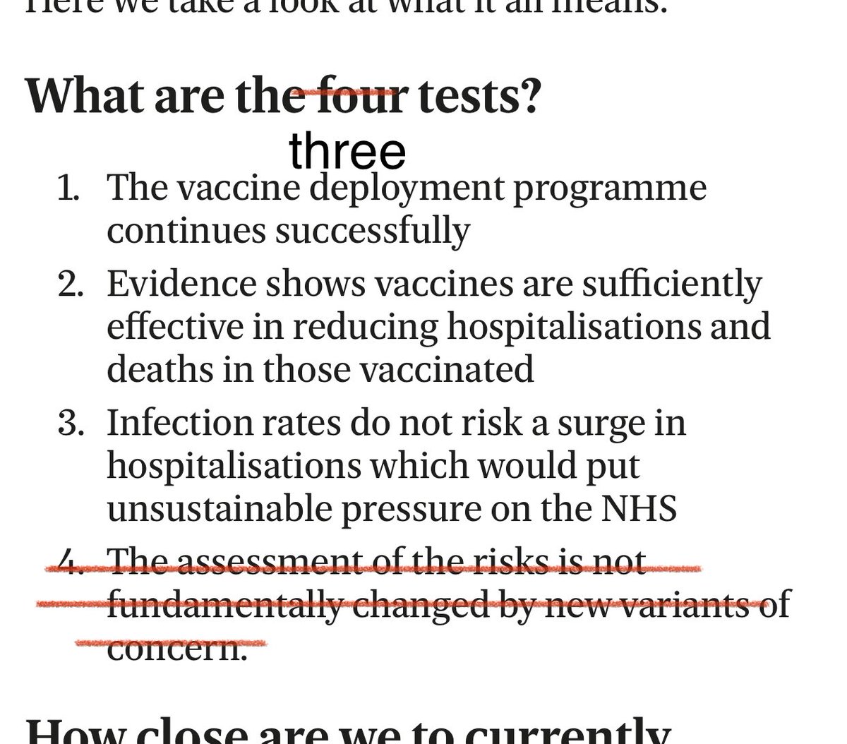 JEGullisnotMP's tweet photo. We set out our 4 tests for lockdown easing. We decided to ignore the forth one and go with 3 instead. #DatesNotData https://t.co/NBIkAKRlhz