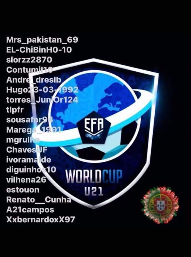 WORLD CUP U21

Estes são os nossos guerreiros que vão à luta para conquistar a WORLD CUP U21.

#rumoaotitulo